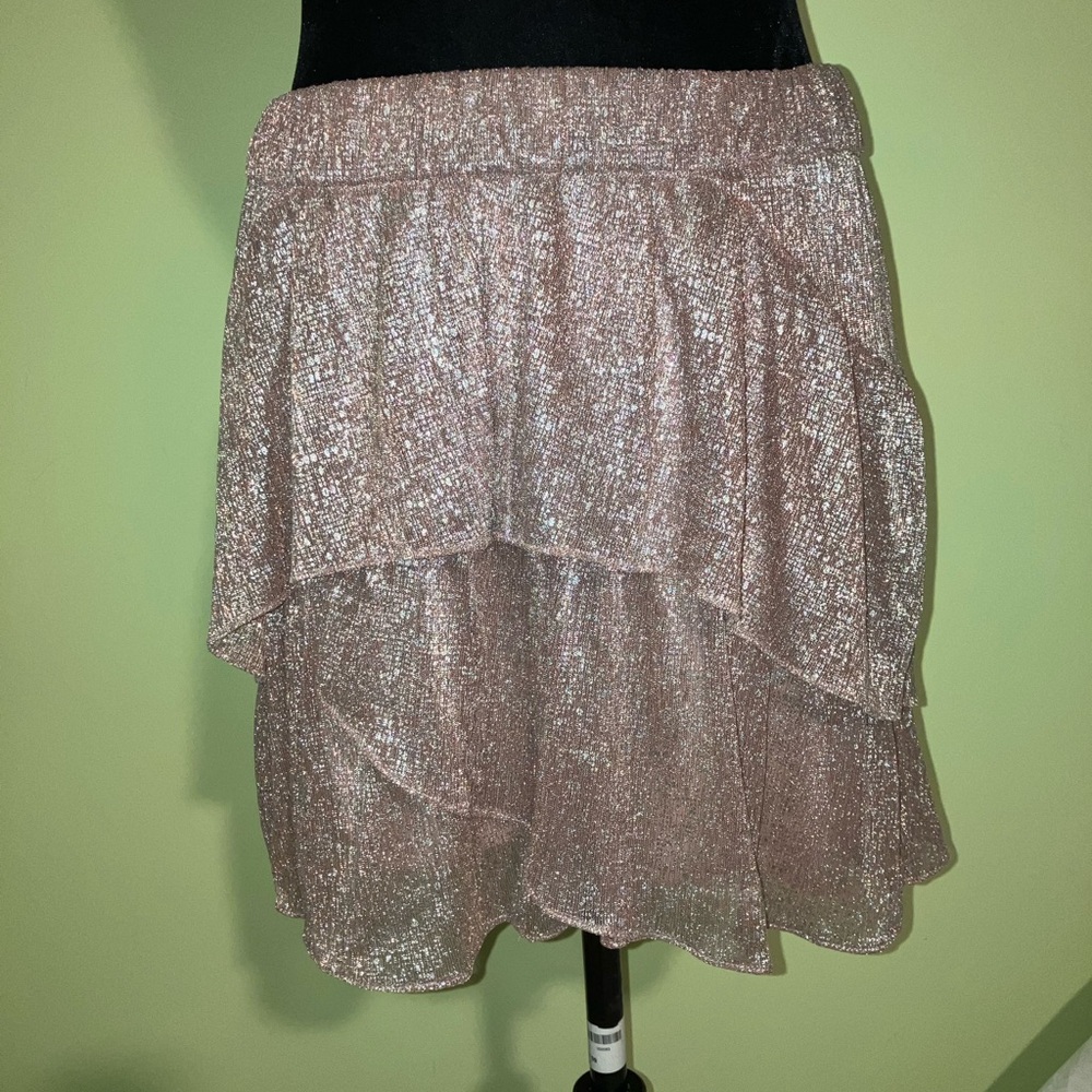 IRO Paris pink silver metallic tiered flounce short skirt XS sorority luxury - Picture 5 of 5